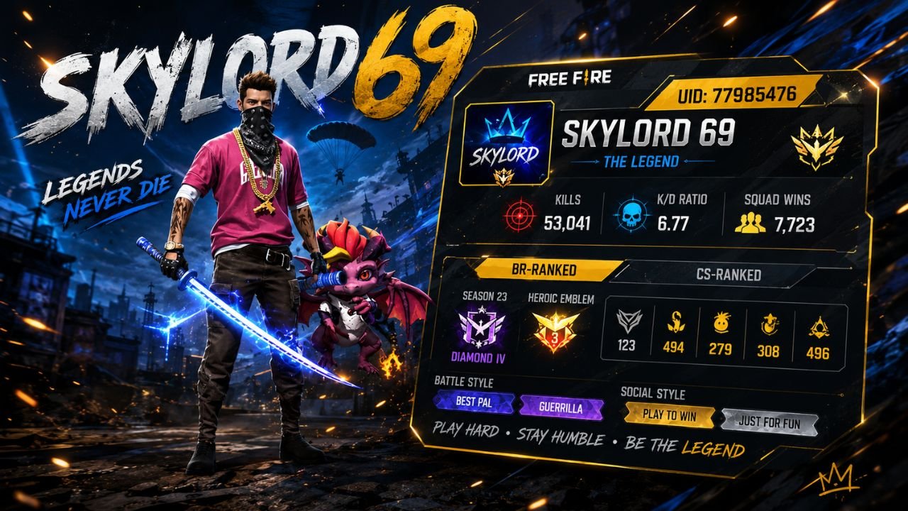 Skylord UID 77985476: Profile, Stats, K/D Ratio & Free Fire Legacy