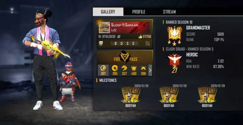 Sudip Sarkar Free Fire Stats (Squad, Duo & Solo) 