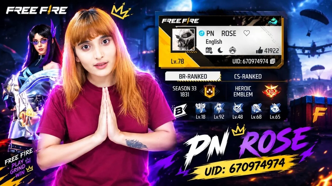 PN Rose UID, Free Fire ID, Stats, Rank, Guild & Profile